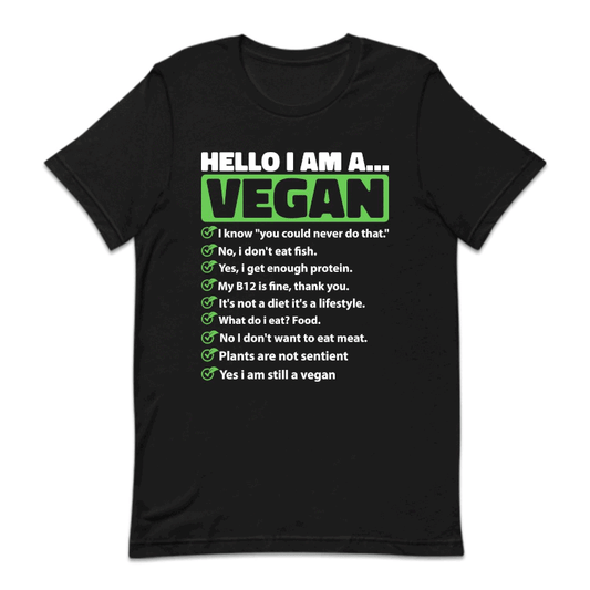 Hello I'm A Vegan Funny  Vegetarian Pride | PRODUCT CODE: HLOMAVGNAD