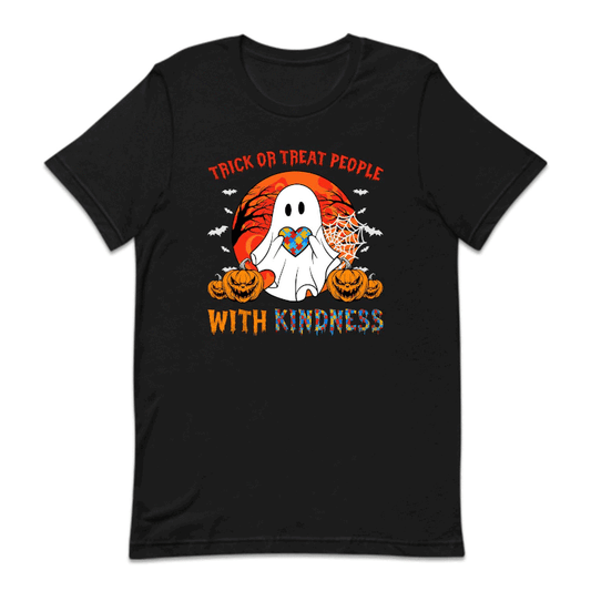 Trick or Treat People With Kindness Autism Boo Ghost Halloween | PRODUCT CODE: ASTBGHSTCR