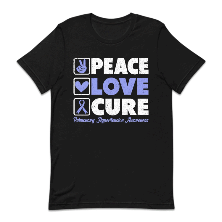 Pulmonary Hypertension Awareness Peace Love Cure | PRODUCT CODE: PCELVOURCE