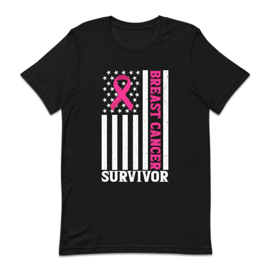 Breast Cancer Survivor USA Flag Pink Ribbon | PRODUCT CODE: BSTRCESVRF