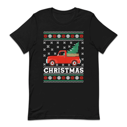 Christmas Vintage Red Truck With Tree Festive Xmas Tree Farm | PRODUCT CODE: CHTRKUCREM