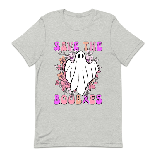 Save The Boobies Ghost With Flowers Halloween Breast Cancer | PRODUCT CODE: SVTHBOISHLB