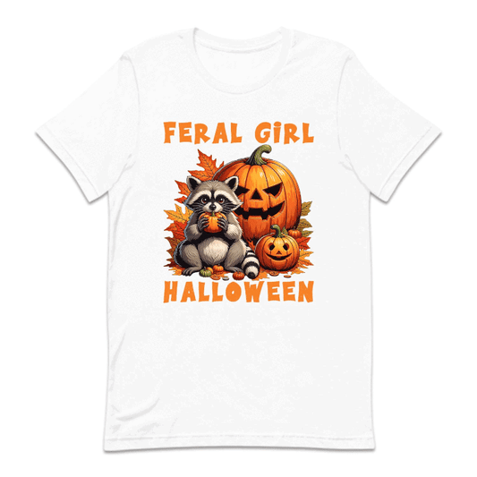 Feral Girl Halloween Spooky  Raccoon & Pumpkin Autumn  | PRODUCT CODE: FRGLEHWNE