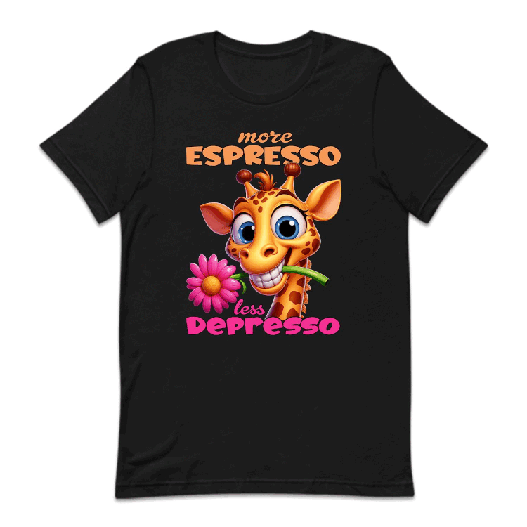 More Espresso Less Depresso Smiling Cartoon Giraffe | PRODUCT CODE: SMLNFLOGR
