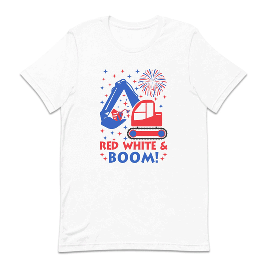 Red White & Boom Patriotic Excavator 4th Of July | PRODUCT CODE: REWHBOFRJ
