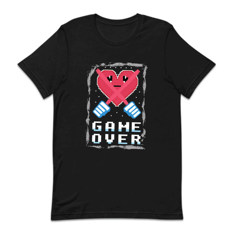Retro Gaming Pixel Heart Game Over Arcade Style  | PRODUCT CODE: PLXEHRTGMO
