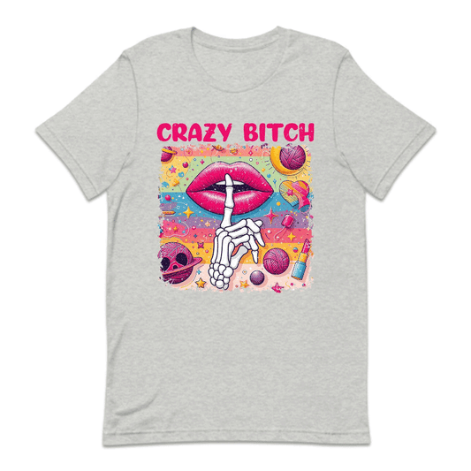 Crazy Bitch Skeleton Finger On Lips Sarcastic Quotes | PRODUCT CODE: CRBTCHSKF