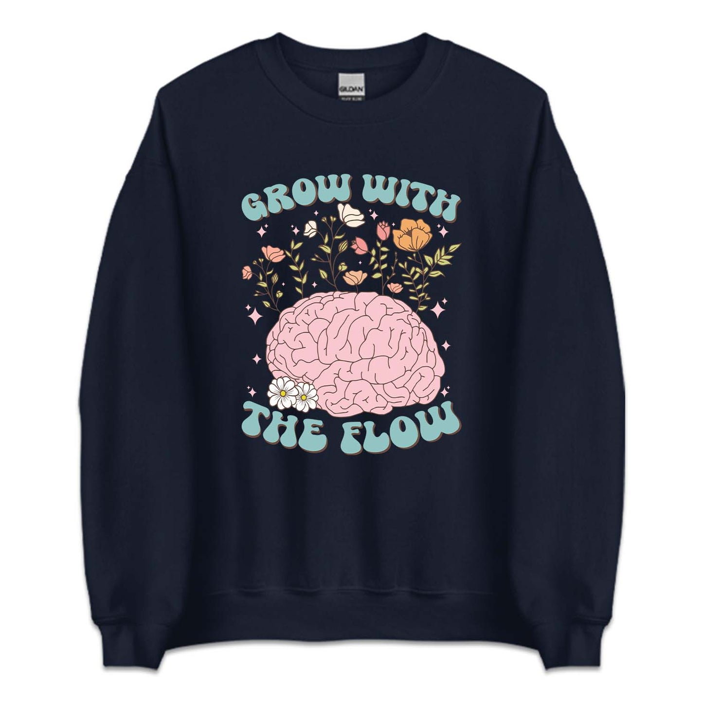 Grow With The Flow Floral Brain Positive Quote | PRODUCT CODE: GRTHLFMH