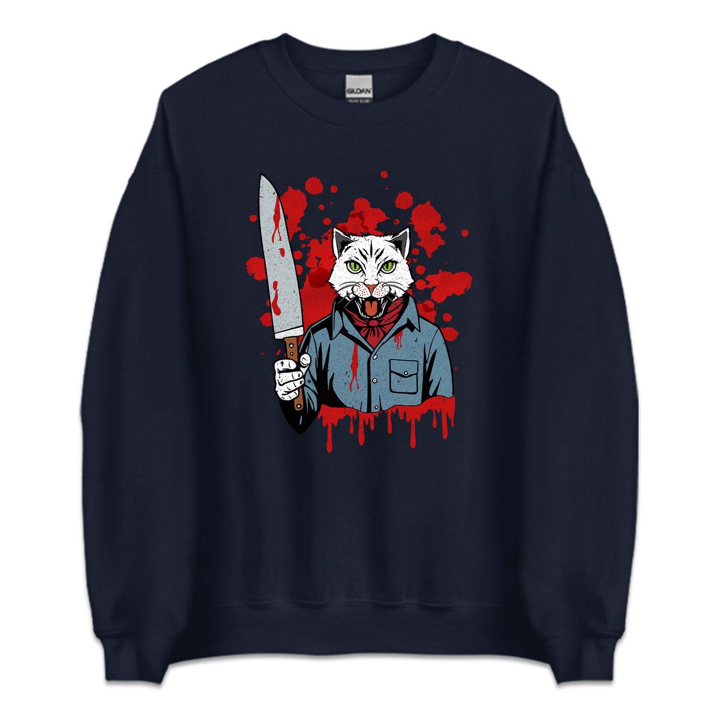 Cat Holding A Blood Knife Halloween Michael Meowers Scary Cat | PRODUCT CODE: CTAHLDBLKN
