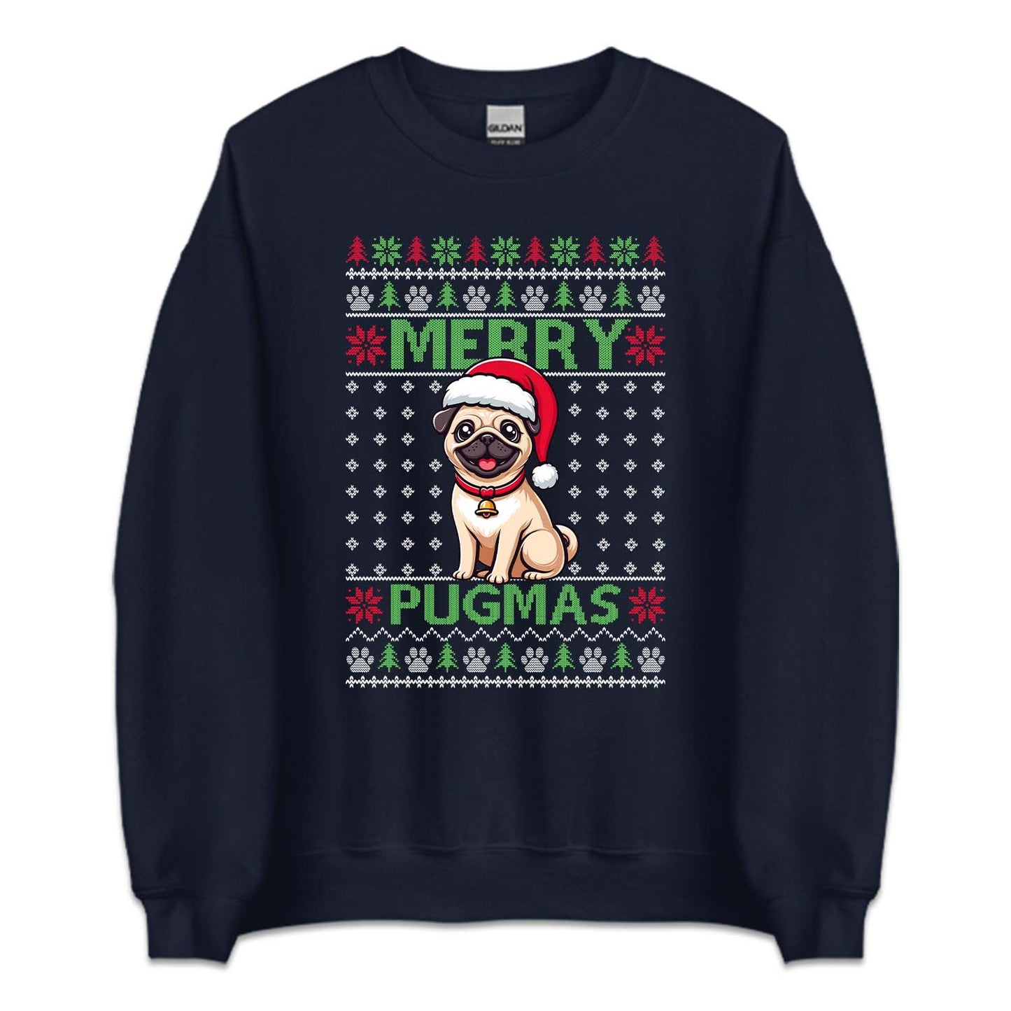 Merry Pugmas Ugly Christmas Xmas Pug Dog in Santa Hat | PRODUCT CODE: MRYPGMCGDO