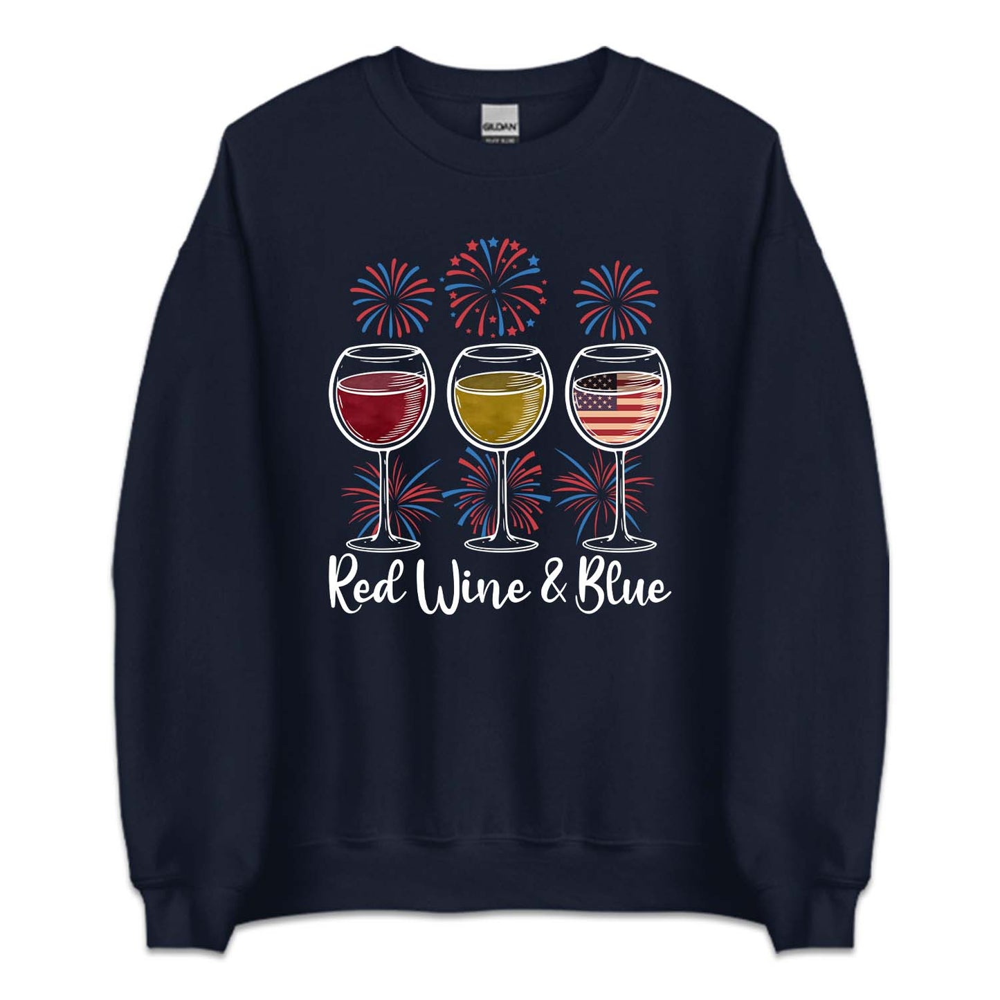 Red Wine & Blue Fireworks 4th Of July American Flag | PRODUCT CODE: FRRDNEBUF