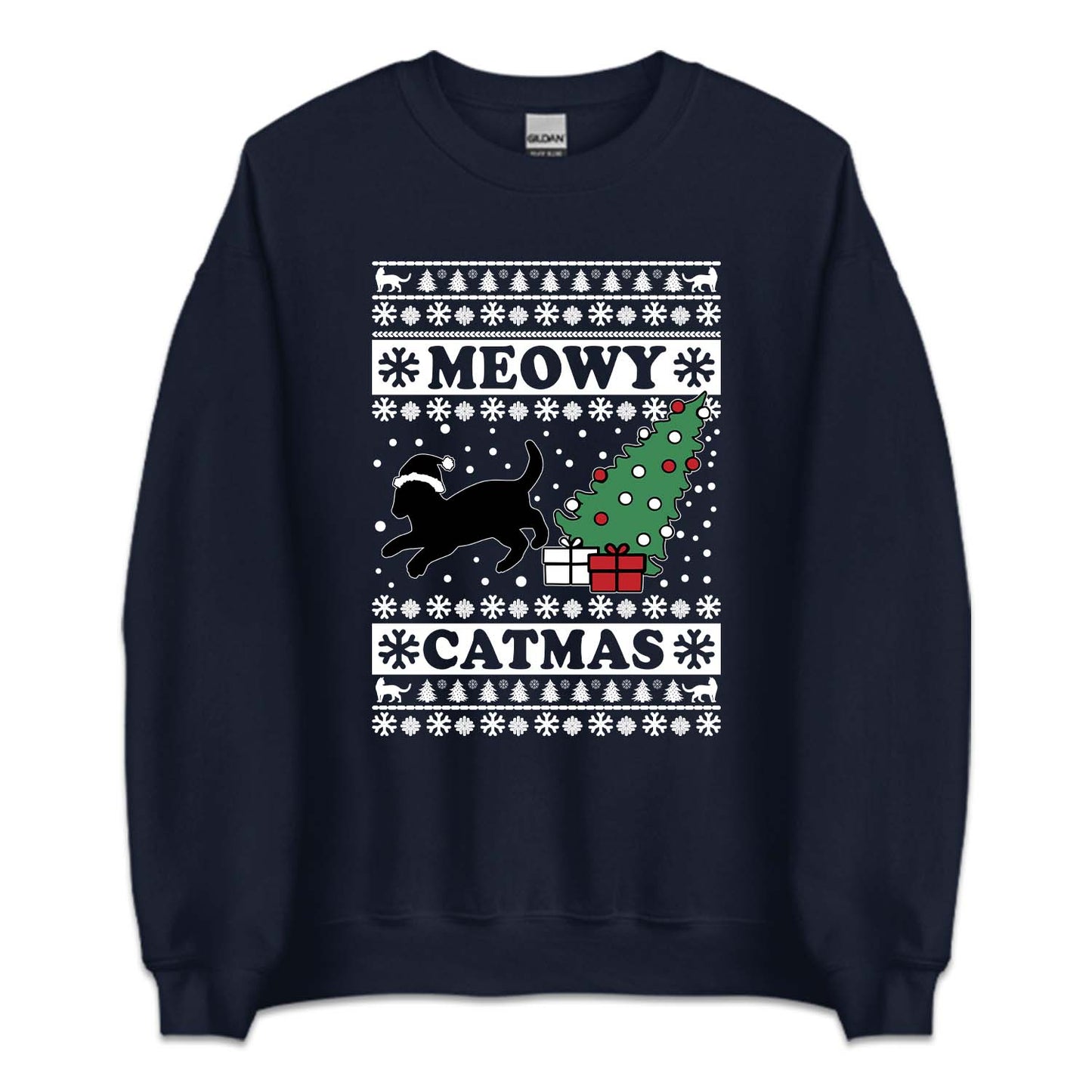 Meowy Catmas Black Cat Christmas Funny Xmas | PRODUCT CODE: MWYCHTRBLU