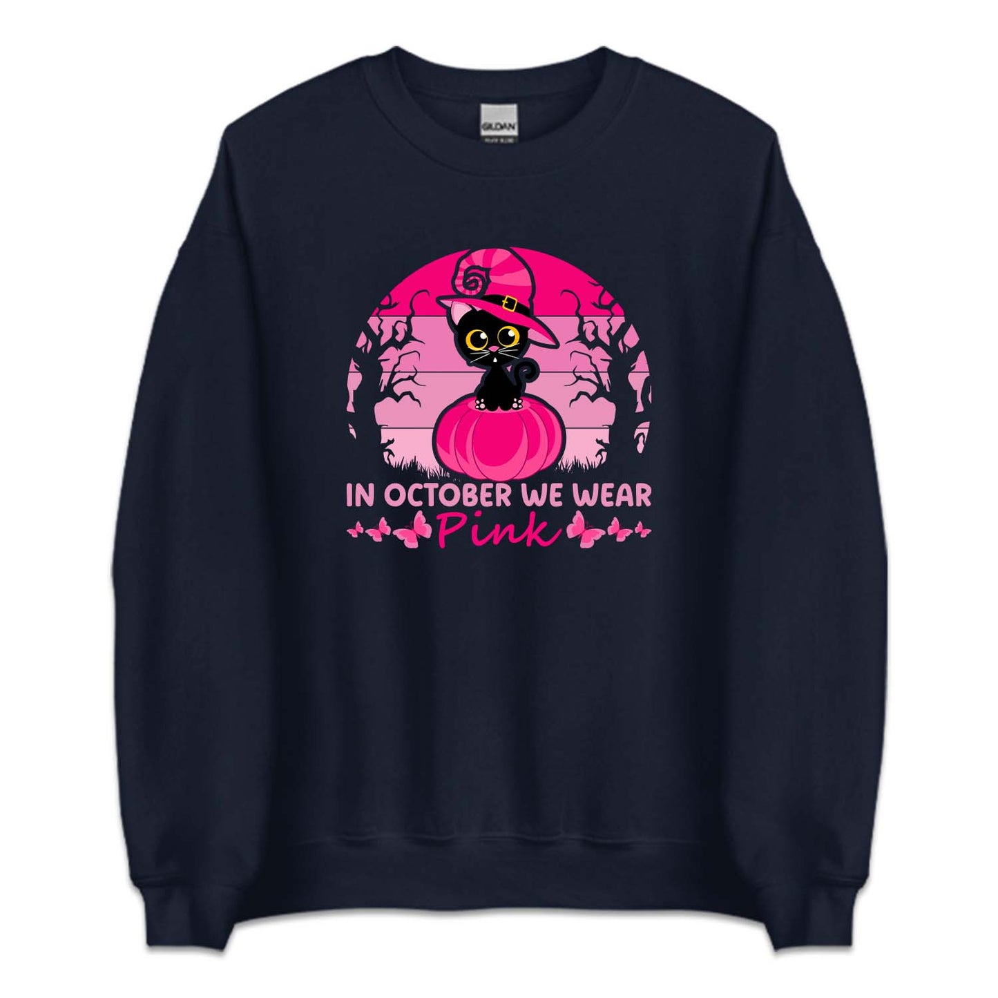 Halloween Breast Cancer Witch Black Cat Pink Ribbon | PRODUCT CODE: WHCTBLKTCA