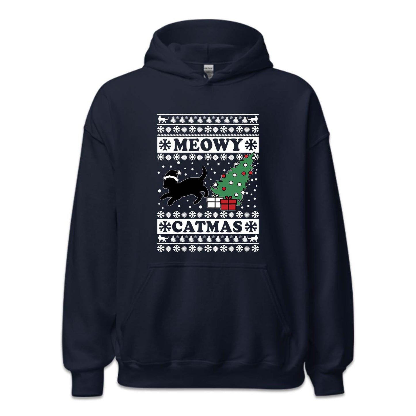 Meowy Catmas Black Cat Christmas Funny Xmas | PRODUCT CODE: MWYCHTRBLU