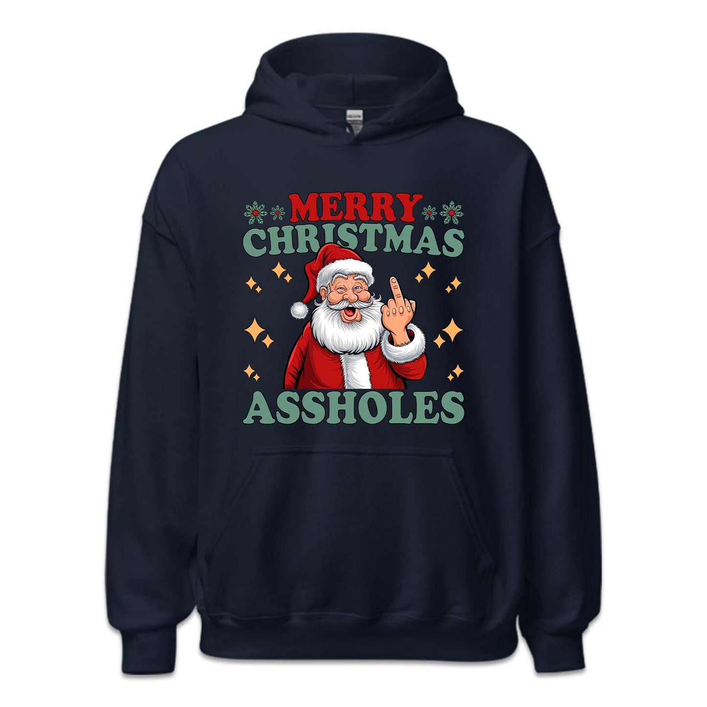 Merry Christmas Assholes Santa Claus Middle Finger Humorous Xmas | PRODUCT CODE: MRYCHTASHL