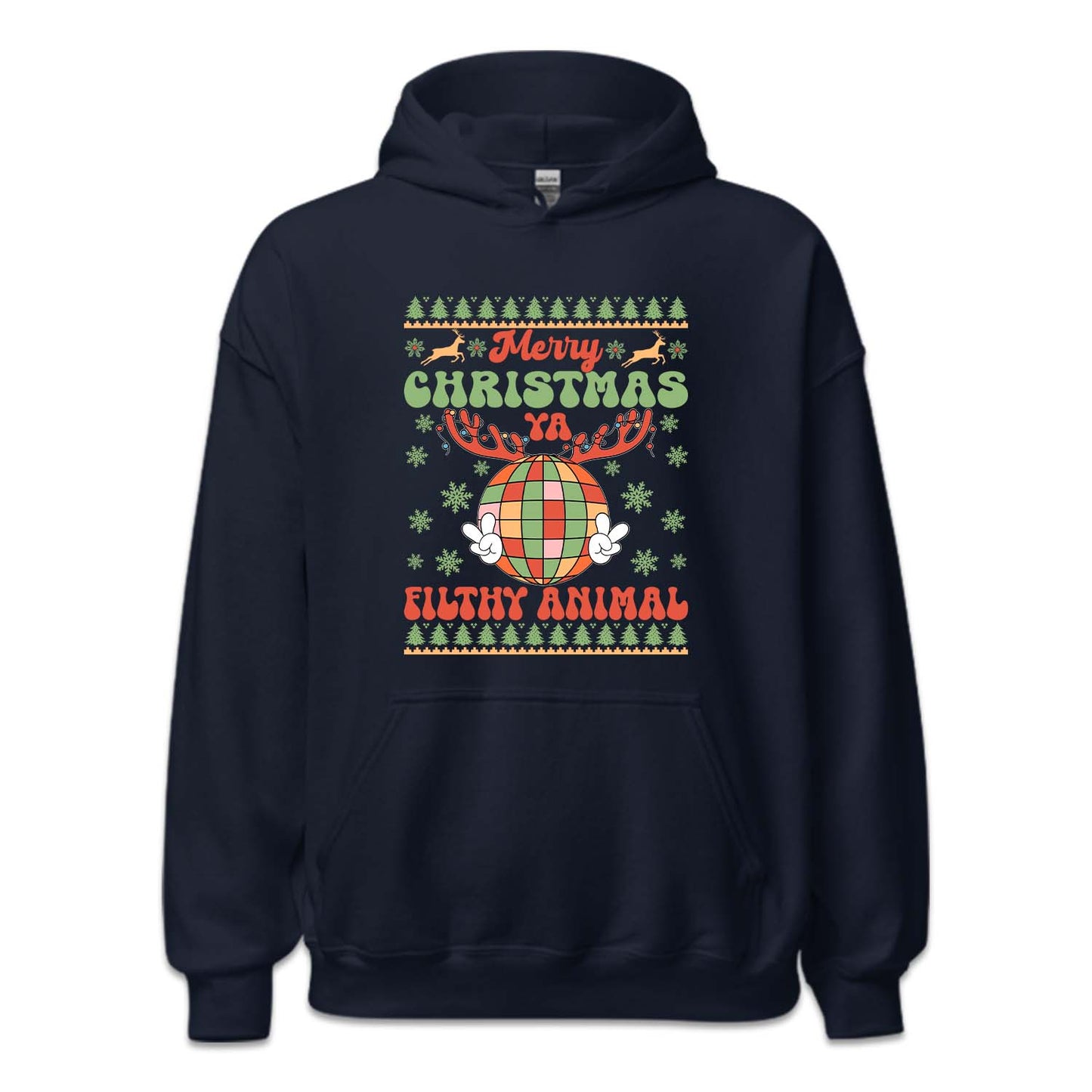 Merry Christmas Ya Filthy Animal Vintage Disco Ball Reindeer Antlers Xmas | PRODUCT CODE: MRYCHTYFLTAN
