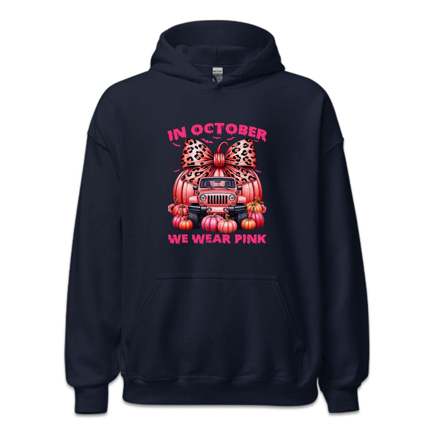 In October We Wear Pink Pink Ribbon Jeep With Pumpkins Halloween Breast Cancer | PRODUCT CODE: PNKRBOJPKS