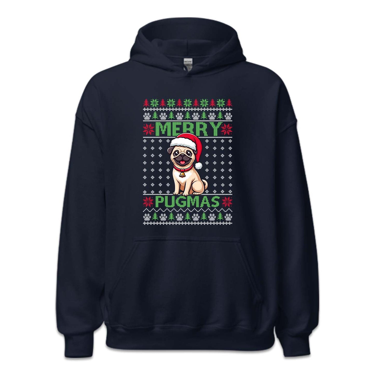 Merry Pugmas Ugly Christmas Xmas Pug Dog in Santa Hat | PRODUCT CODE: MRYPGMCGDO