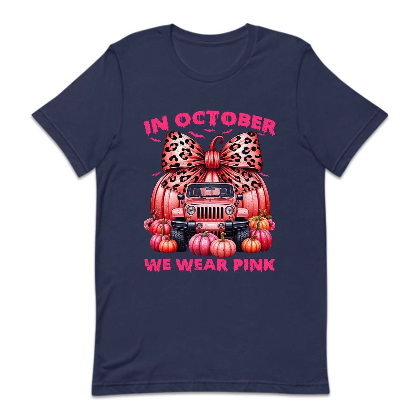In October We Wear Pink Pink Ribbon Jeep With Pumpkins Halloween Breast Cancer | PRODUCT CODE: PNKRBOJPKS
