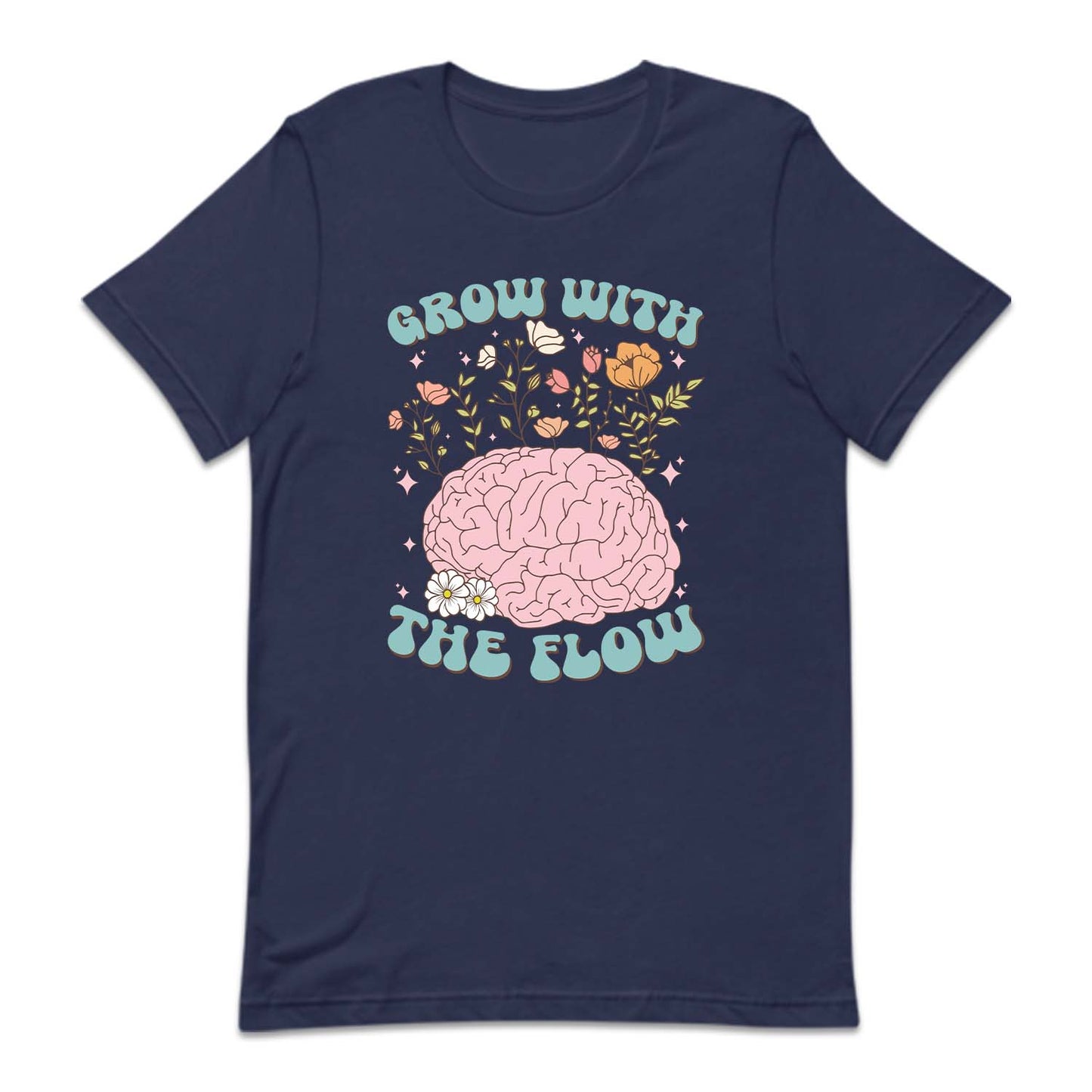 Grow With The Flow Floral Brain Positive Quote | PRODUCT CODE: GRTHLFMH