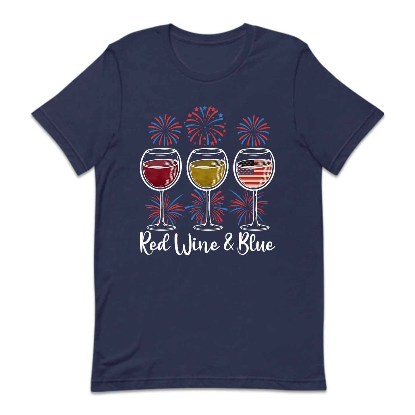 Red Wine & Blue Fireworks 4th Of July American Flag | PRODUCT CODE: FRRDNEBUF