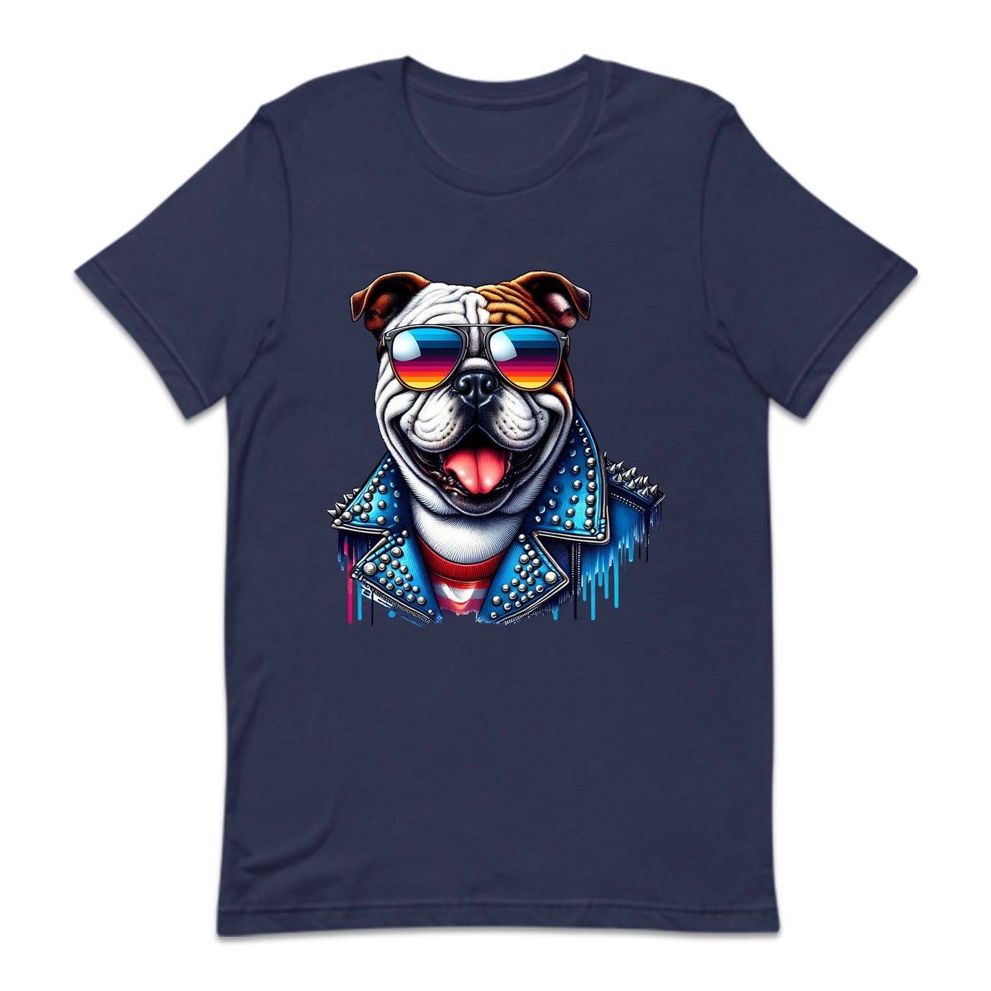 Bulldog Dog With Sunglasses Spiked Studded Jacket | PRODUCT CODE: BLUGDOKNP