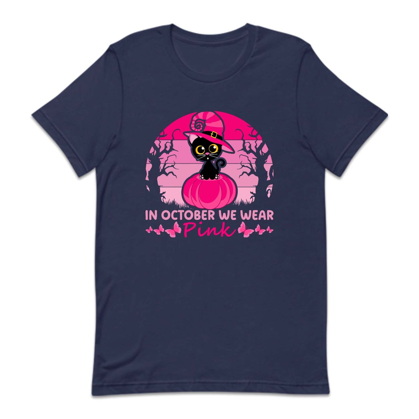 Halloween Breast Cancer Witch Black Cat Pink Ribbon | PRODUCT CODE: WHCTBLKTCA