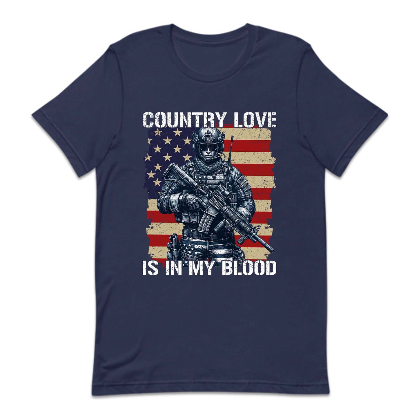Country Love Is In My Blood Veterans Day USA Military Service | PRODUCT CODE: CNTLVNIMBLDO