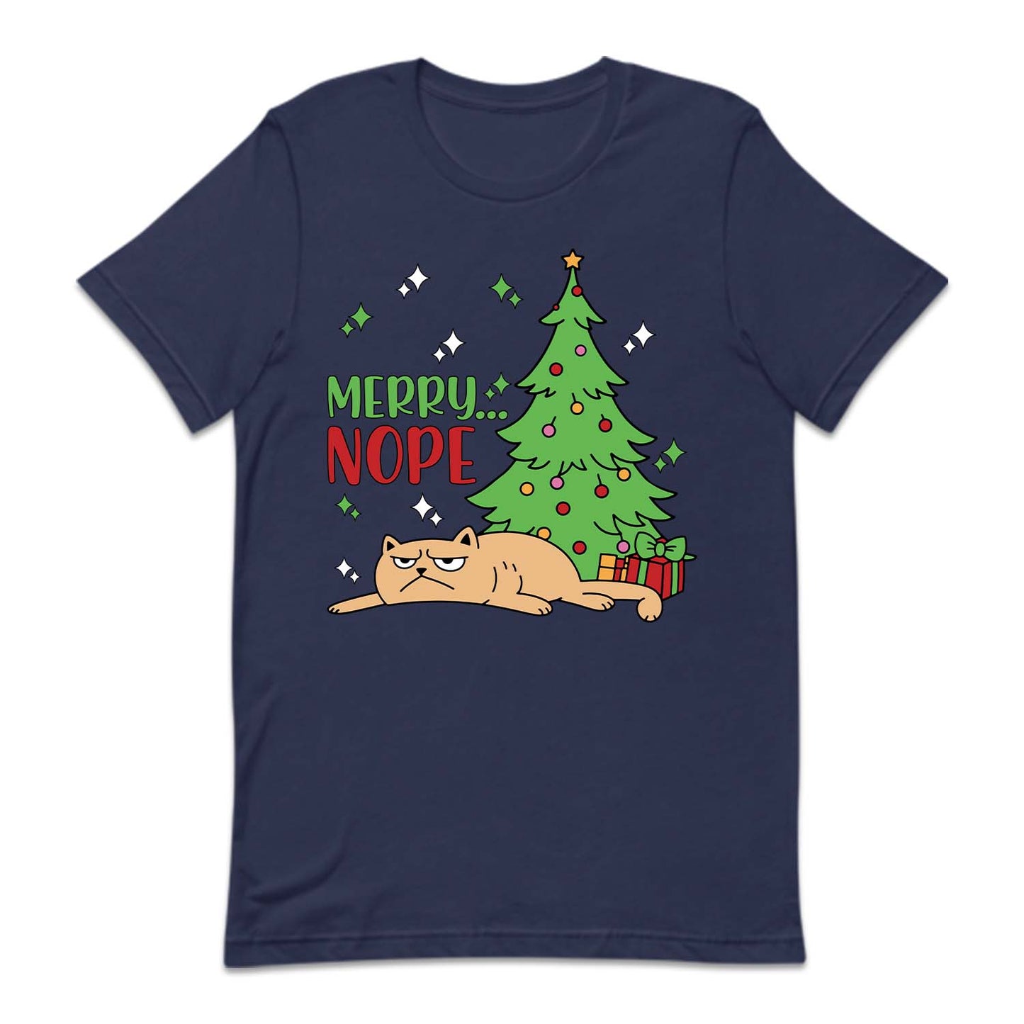 Merry Nope Grumpy Christmas Cat Anti-Holiday Attitude Xmas | PRODUCT CODE: MYRNPGRCTPY