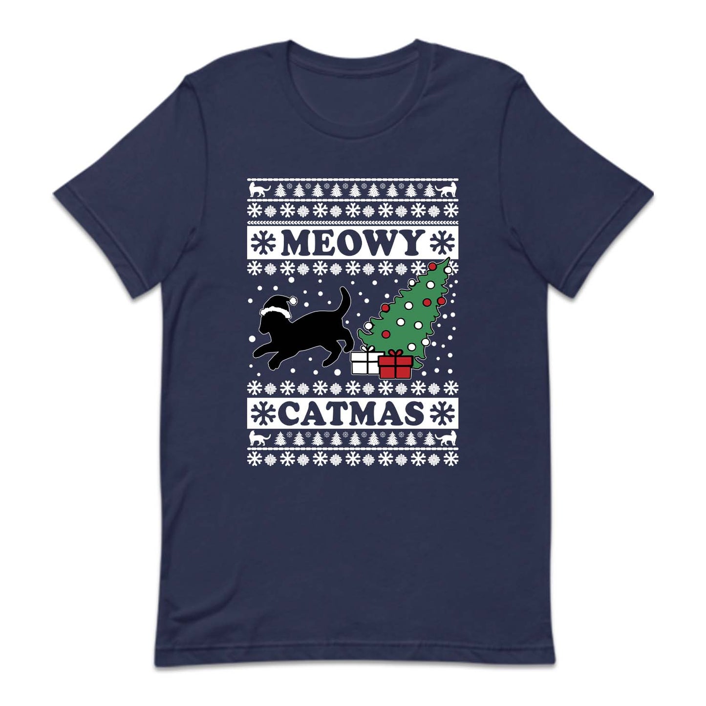 Meowy Catmas Black Cat Christmas Funny Xmas | PRODUCT CODE: MWYCHTRBLU