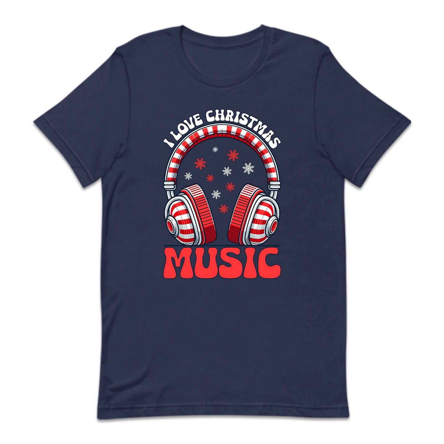 I Love Christmas Music Candy Cane Headphones Musical Xmas | PRODUCT CODE: LVCHRTMSUCN