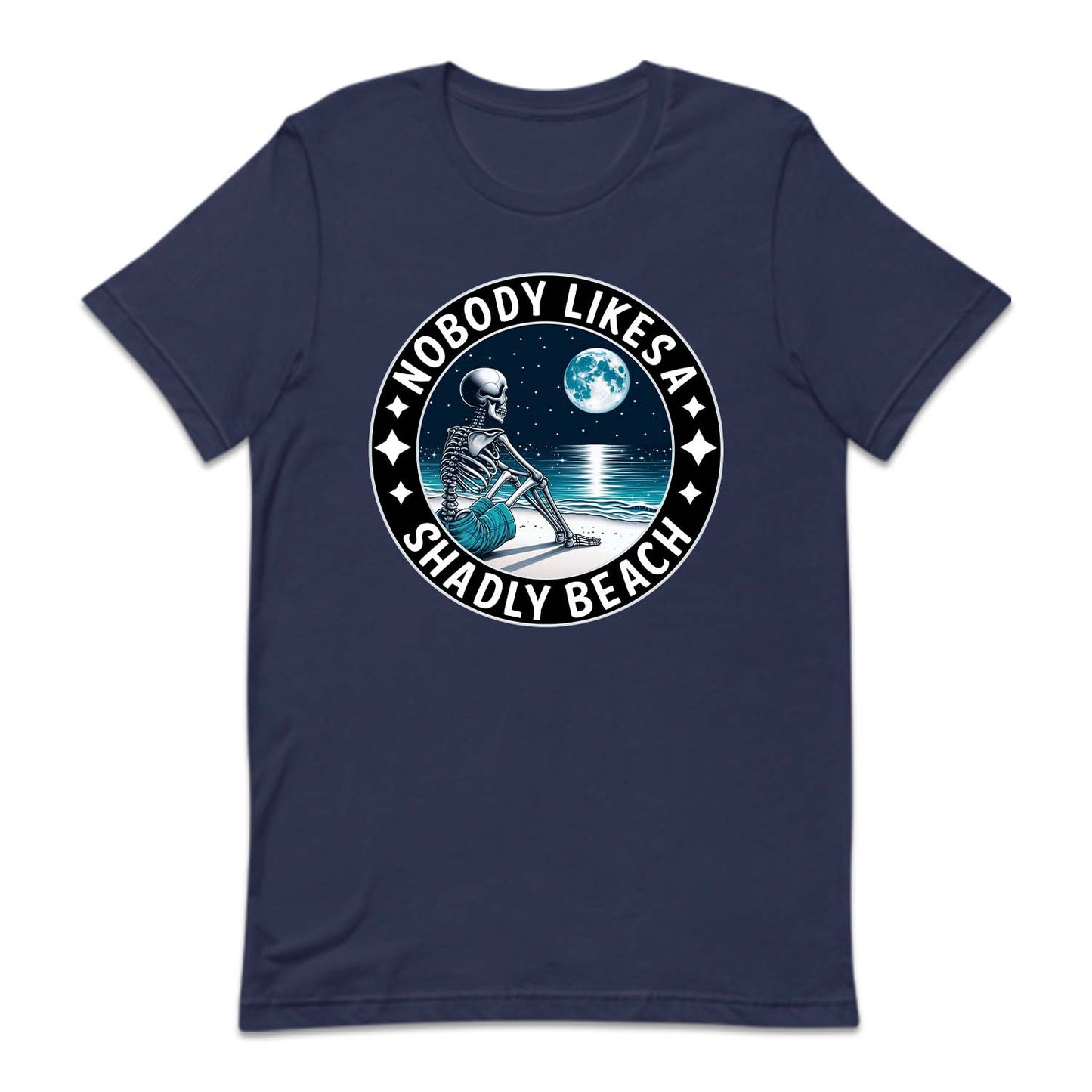 Nobody Likes A Shadly Beach Skeleton Sitting On A Beach | PRODUCT CODE: NBDLKASHBC