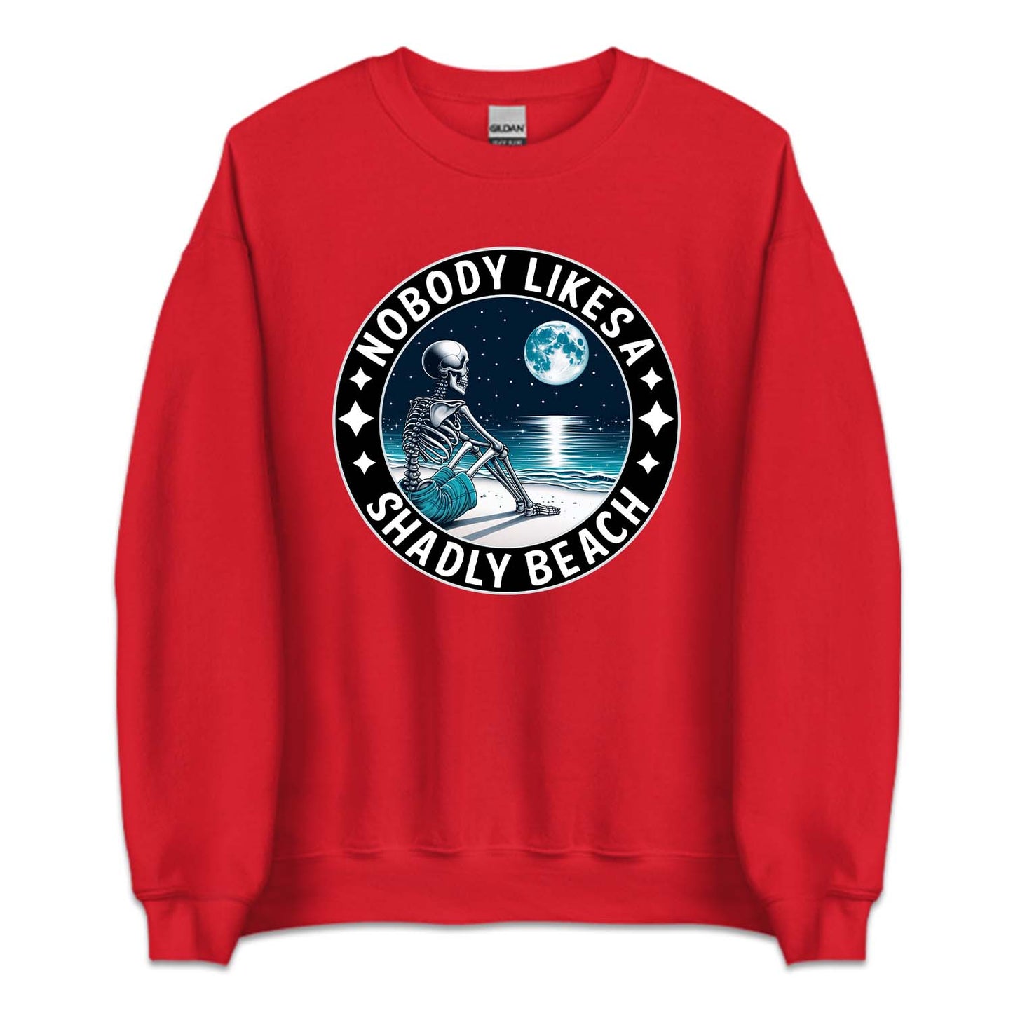 Nobody Likes A Shadly Beach Skeleton Sitting On A Beach | PRODUCT CODE: NBDLKASHBC