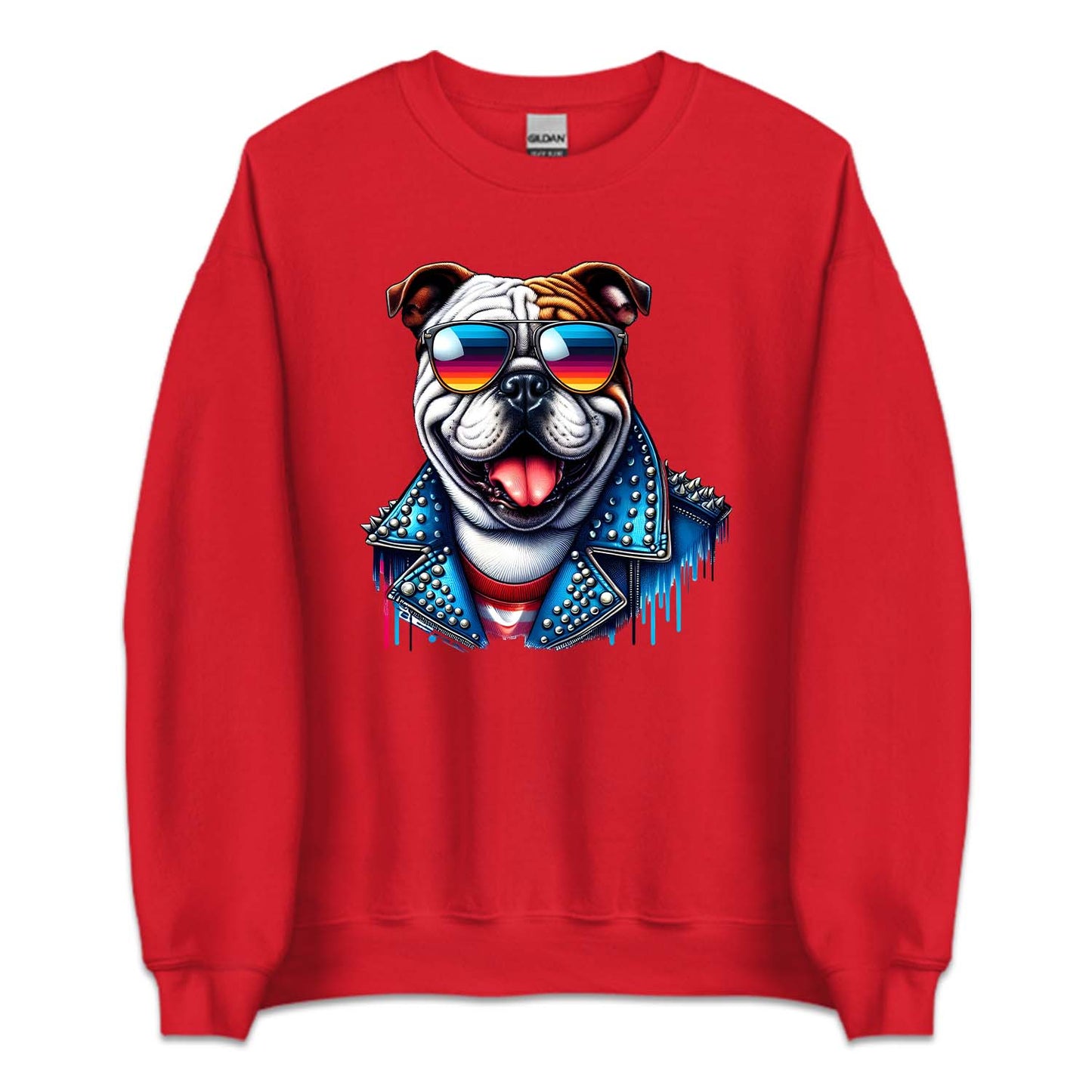 Bulldog Dog With Sunglasses Spiked Studded Jacket | PRODUCT CODE: BLUGDOKNP