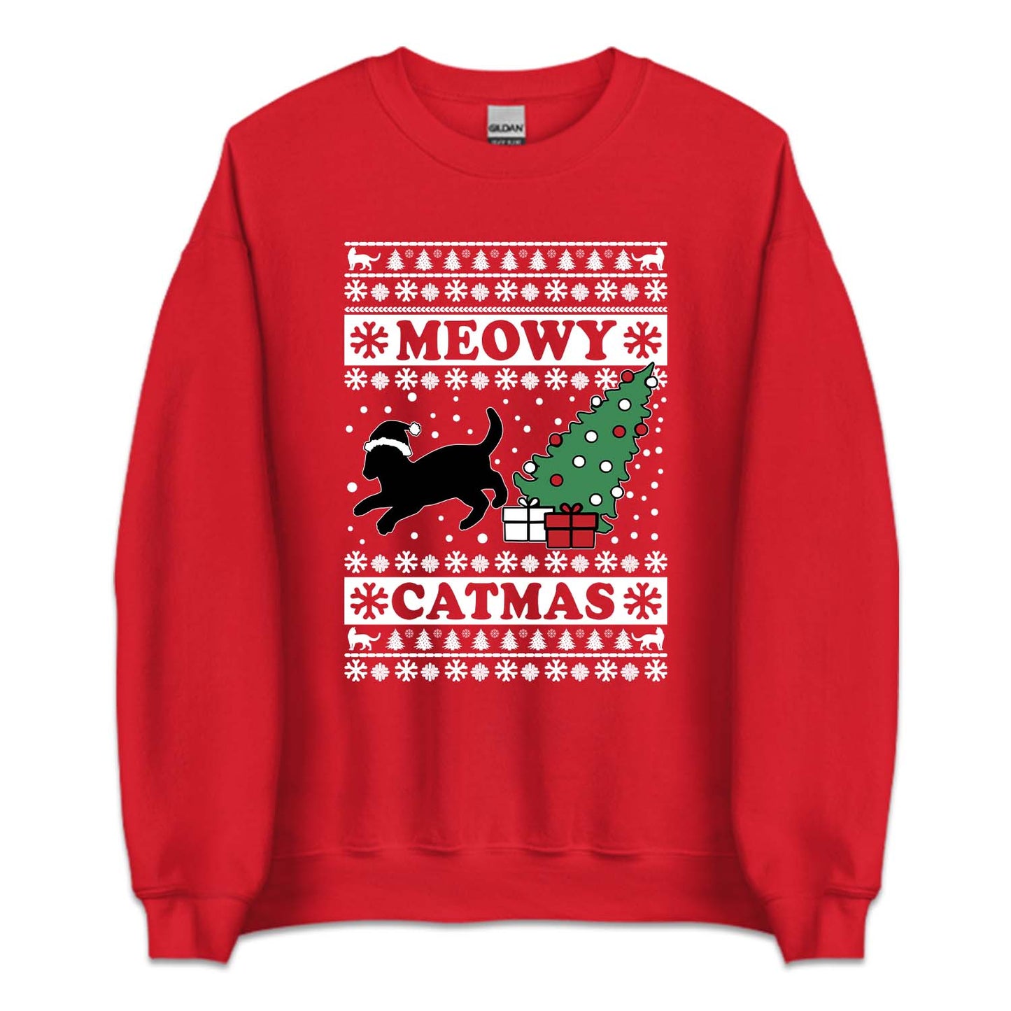 Meowy Catmas Black Cat Christmas Funny Xmas | PRODUCT CODE: MWYCHTRBLU