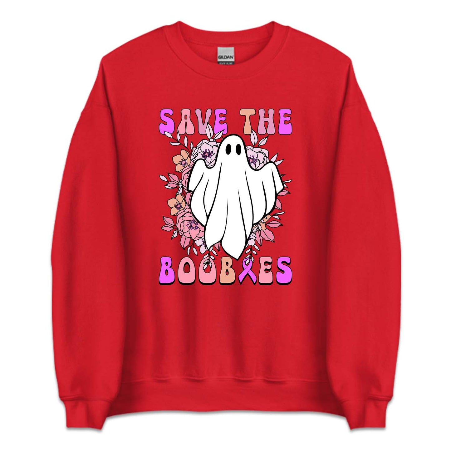Save The Boobies Ghost With Flowers Halloween Breast Cancer | PRODUCT CODE: SVTHBOISHLB