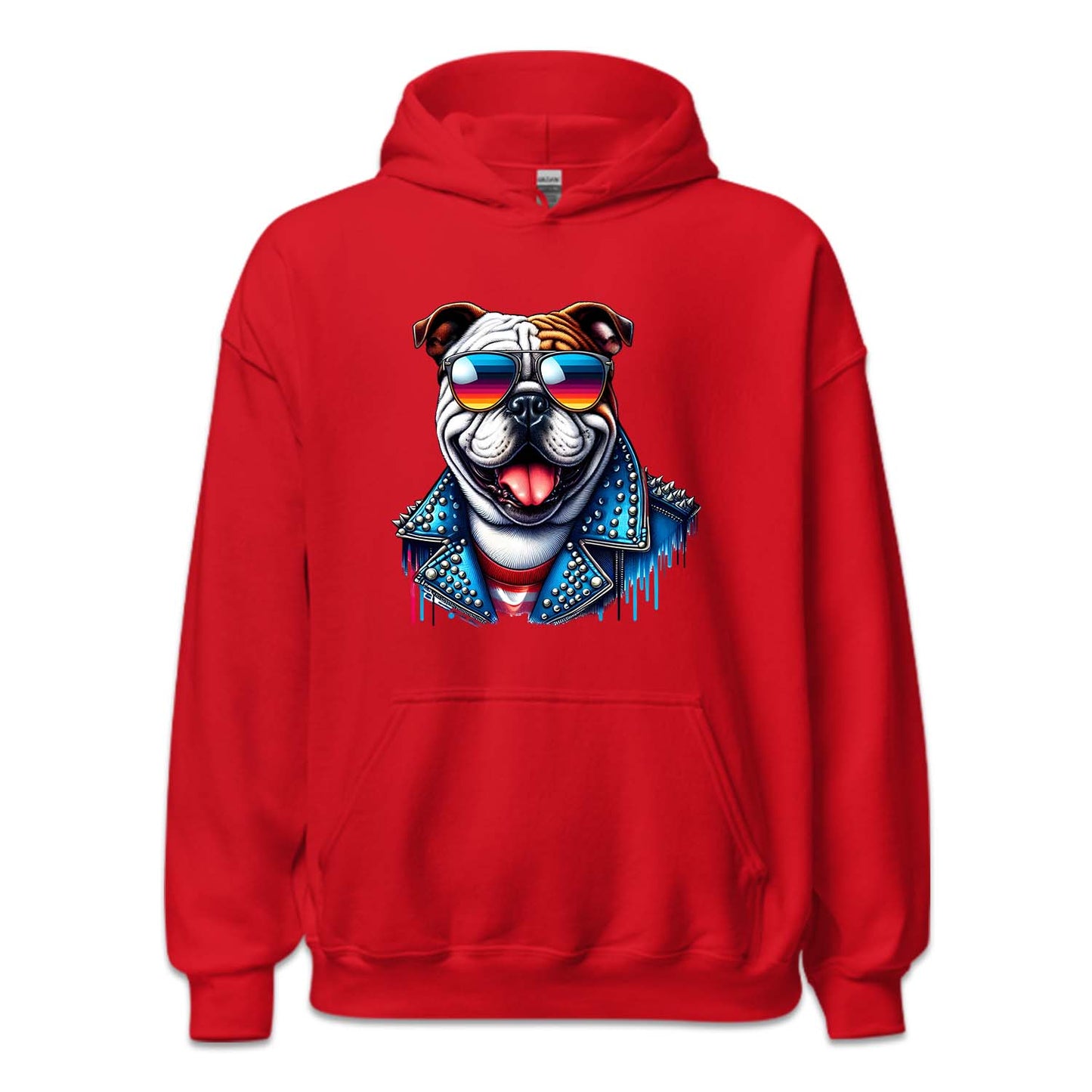 Bulldog Dog With Sunglasses Spiked Studded Jacket | PRODUCT CODE: BLUGDOKNP