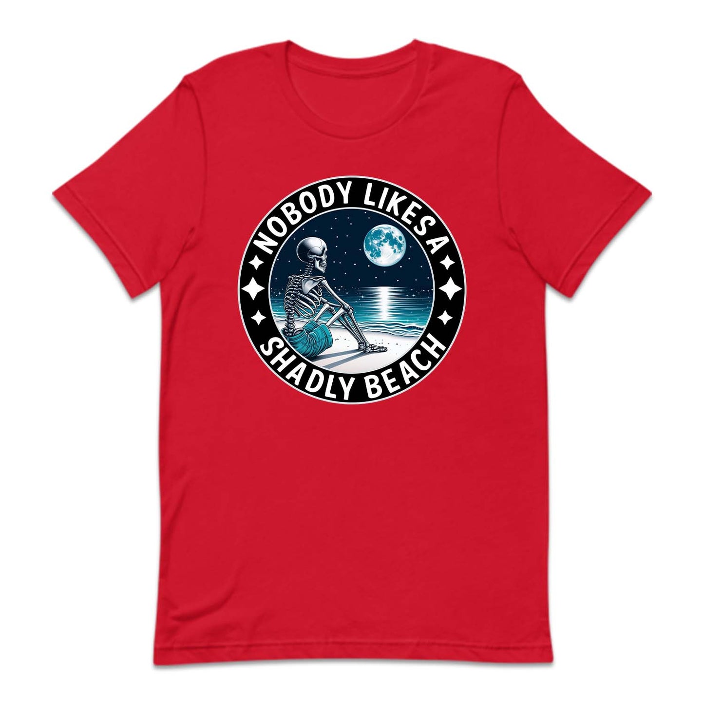 Nobody Likes A Shadly Beach Skeleton Sitting On A Beach | PRODUCT CODE: NBDLKASHBC