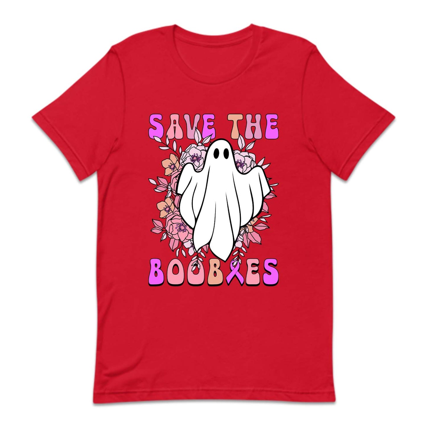 Save The Boobies Ghost With Flowers Halloween Breast Cancer | PRODUCT CODE: SVTHBOISHLB