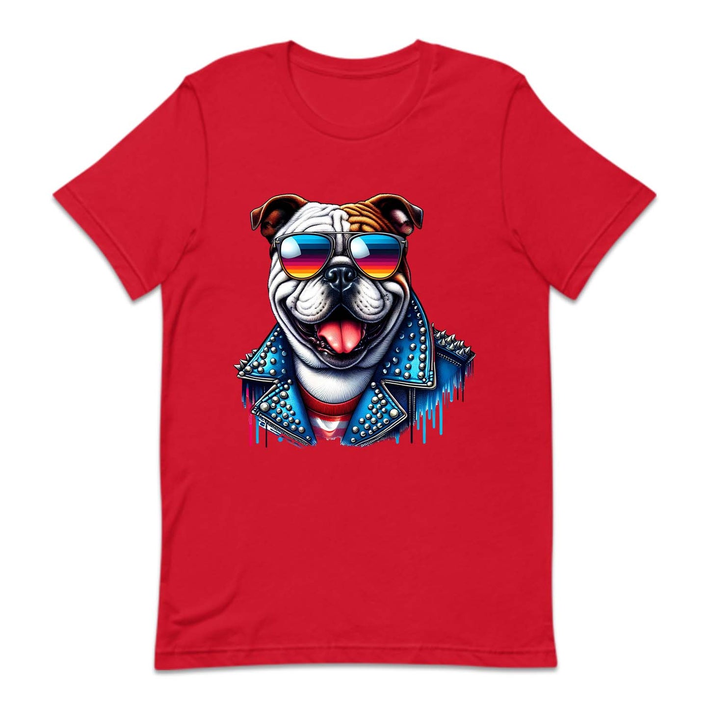 Bulldog Dog With Sunglasses Spiked Studded Jacket | PRODUCT CODE: BLUGDOKNP