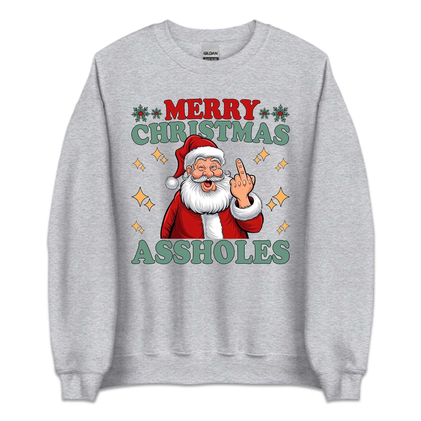 Merry Christmas Assholes Santa Claus Middle Finger Humorous Xmas | PRODUCT CODE: MRYCHTASHL