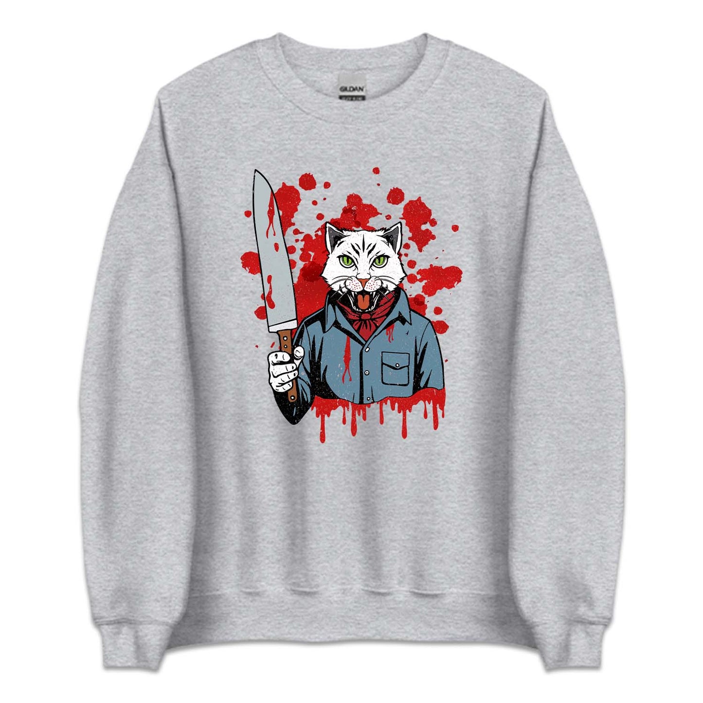 Cat Holding A Blood Knife Halloween Michael Meowers Scary Cat | PRODUCT CODE: CTAHLDBLKN