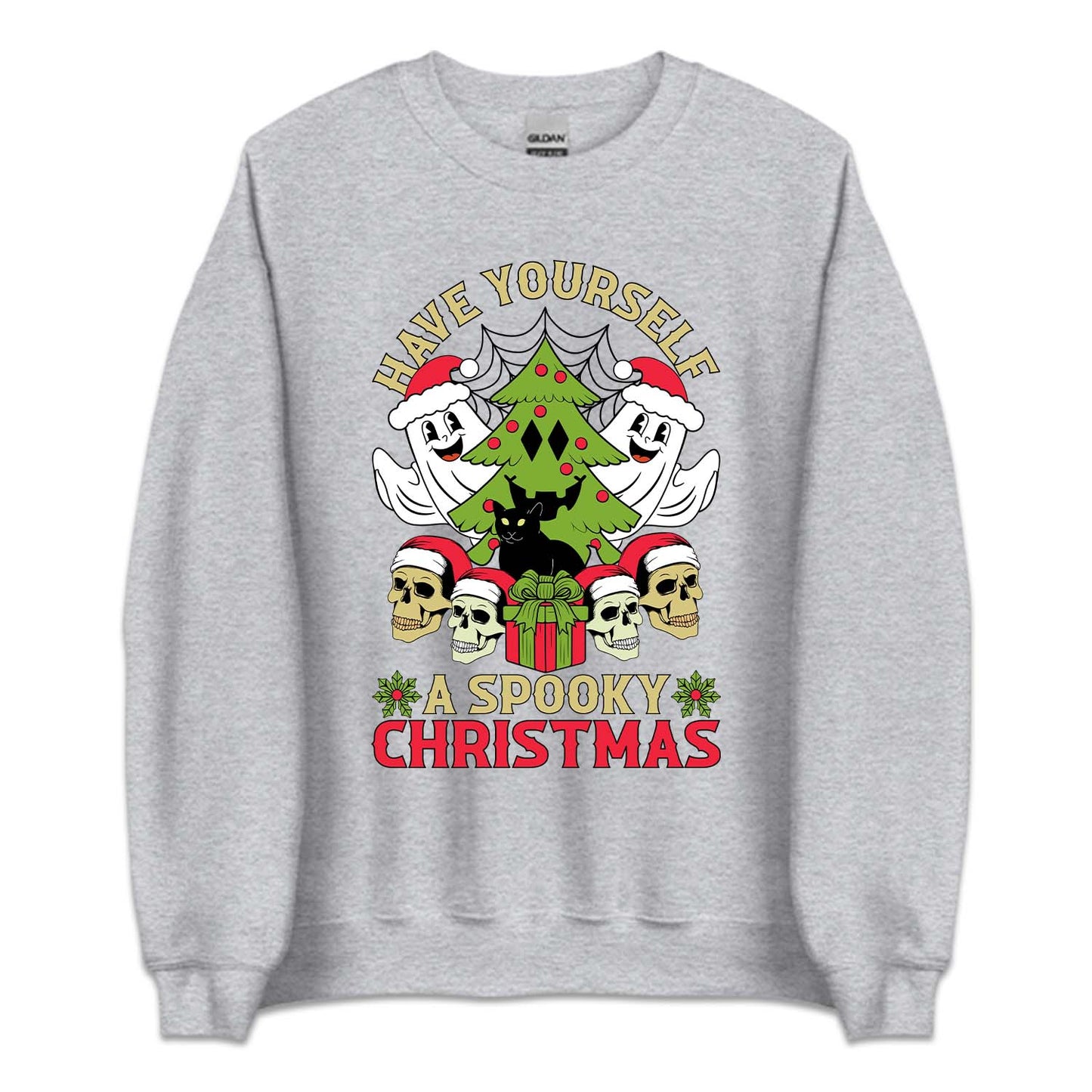 Spooky Christmas Ghosts and Skulls Black Cat Xmas | PRODUCT CODE: SPKYCHRTAMS
