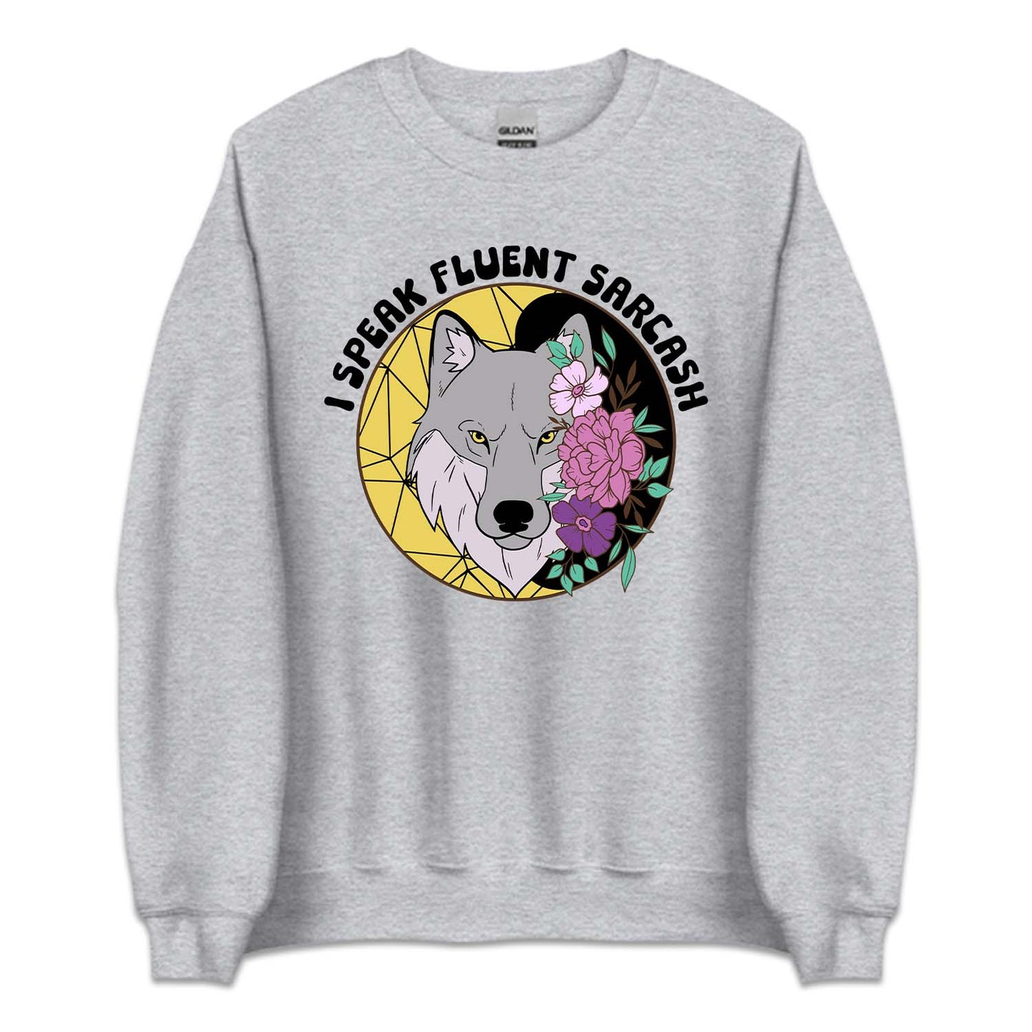 I Speak Fluent Sarcasm Floral Wolf Funny Sassy Quote | PRODUCT CODE: ISKFLUTSCM
