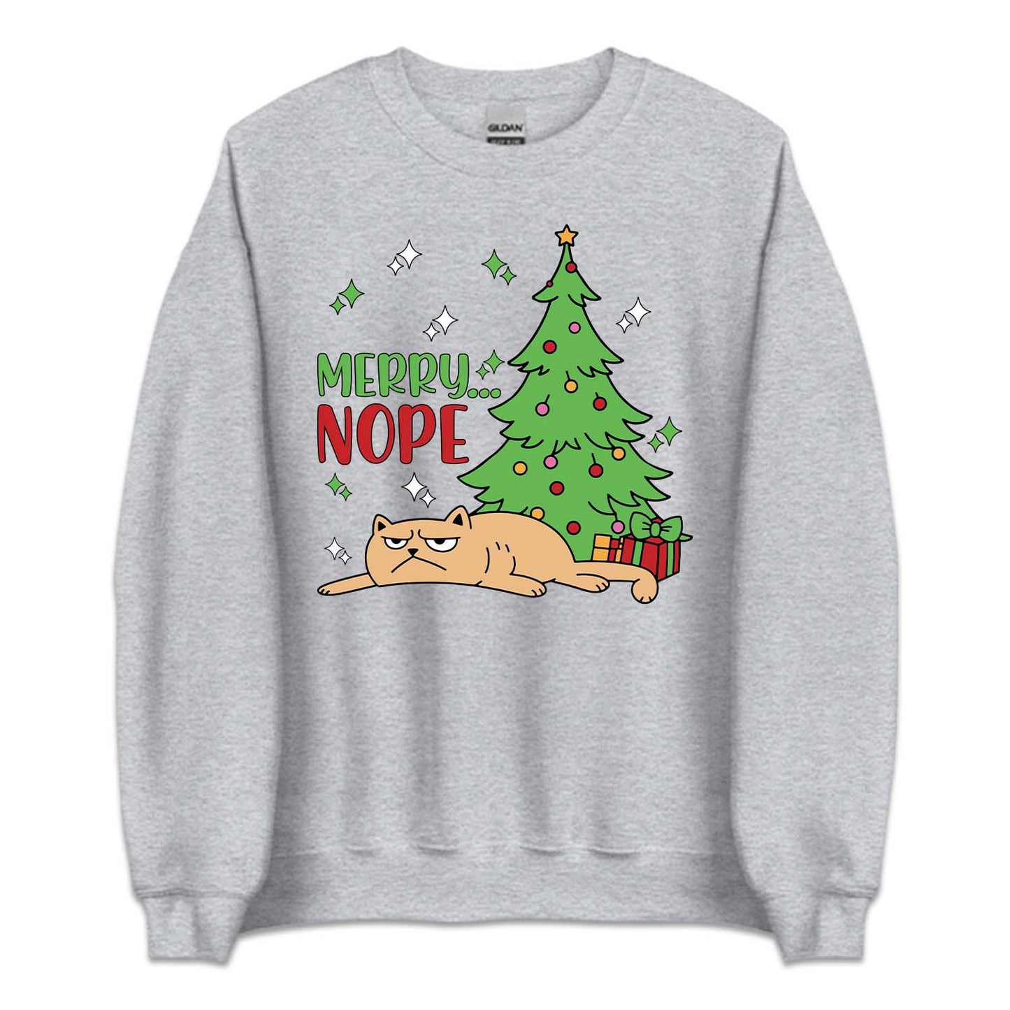 Merry Nope Grumpy Christmas Cat Anti-Holiday Attitude Xmas | PRODUCT CODE: MYRNPGRCTPY