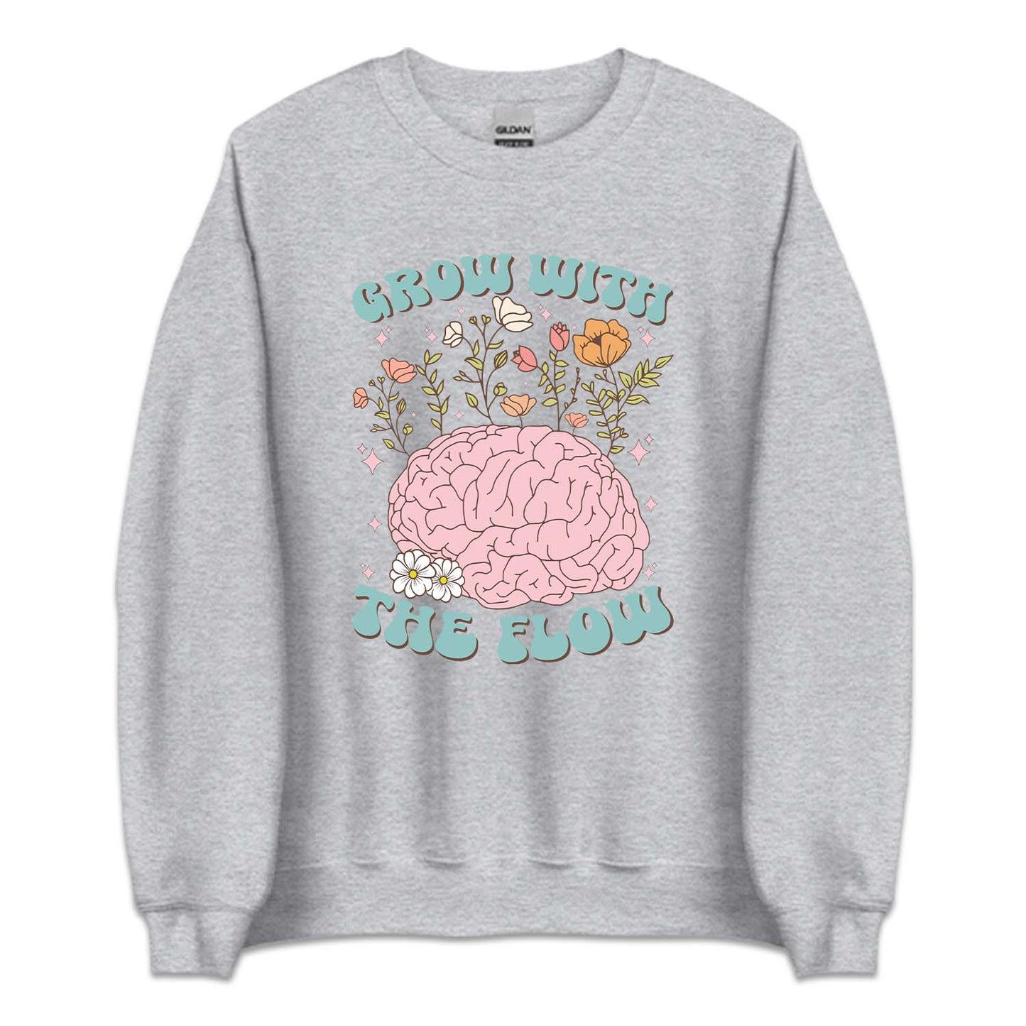Grow With The Flow Floral Brain Positive Quote | PRODUCT CODE: GRTHLFMH