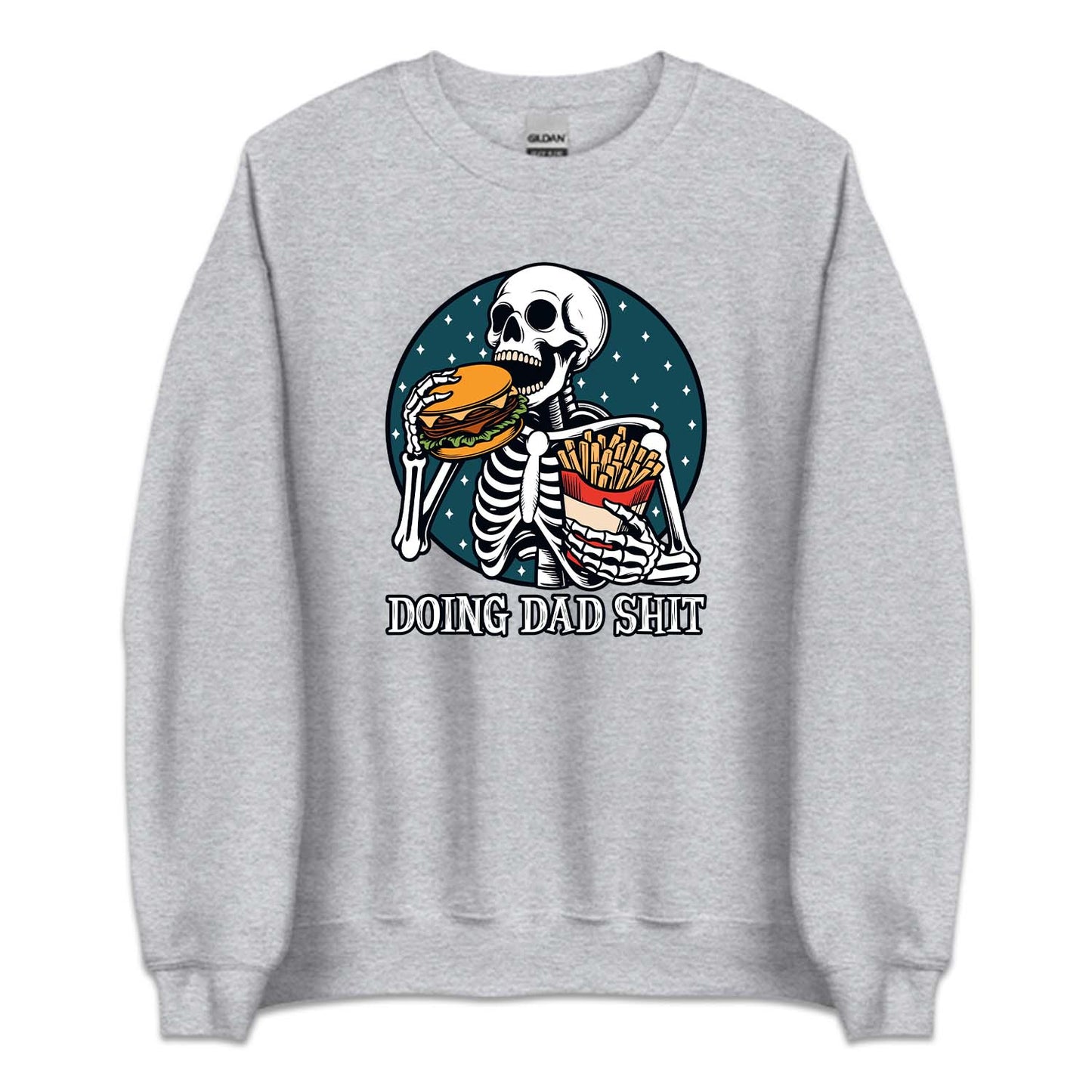 Doing Dad Shit Skeleton Eating Burger | PRODUCT CODE: SKLENGBRUF