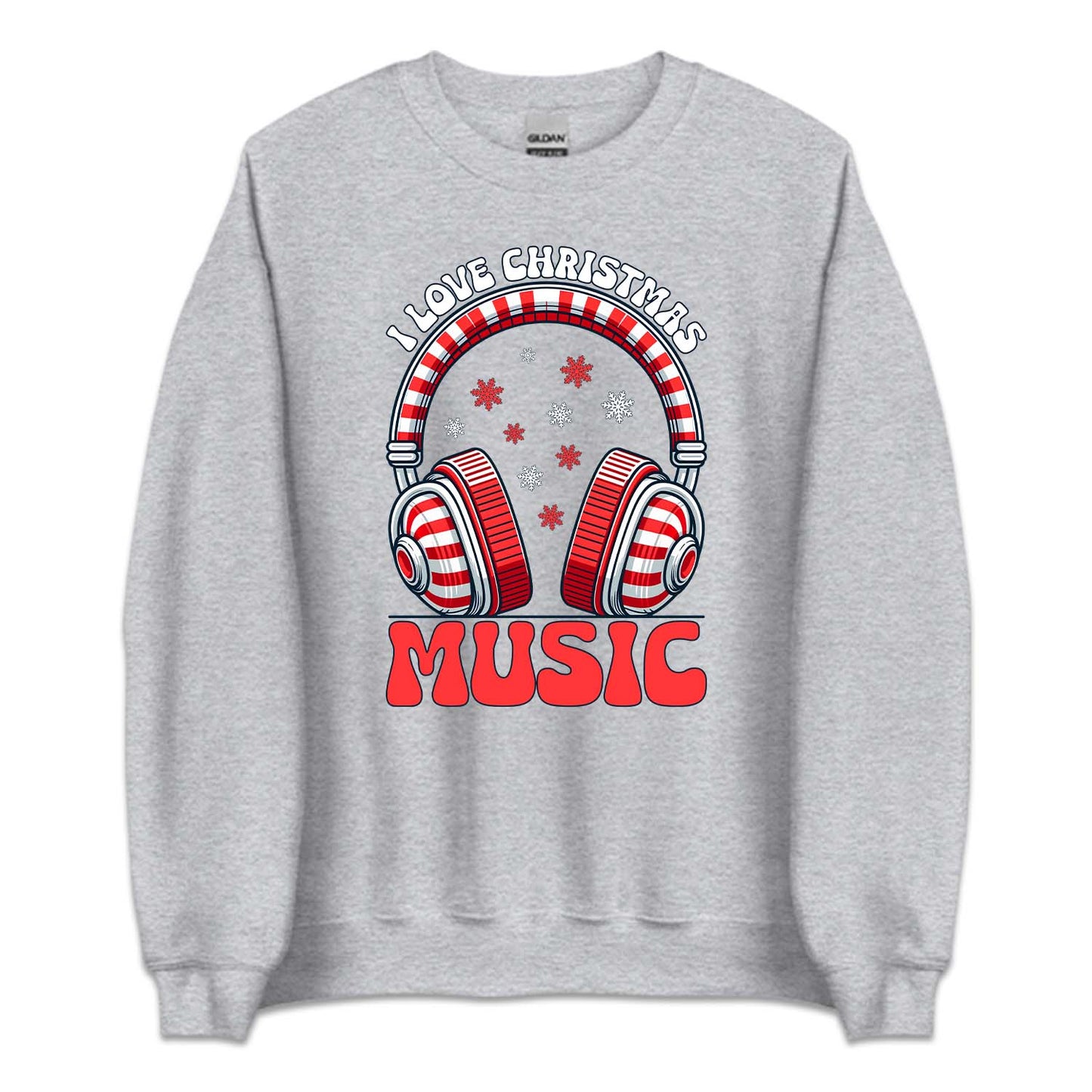 I Love Christmas Music Candy Cane Headphones Musical Xmas | PRODUCT CODE: LVCHRTMSUCN