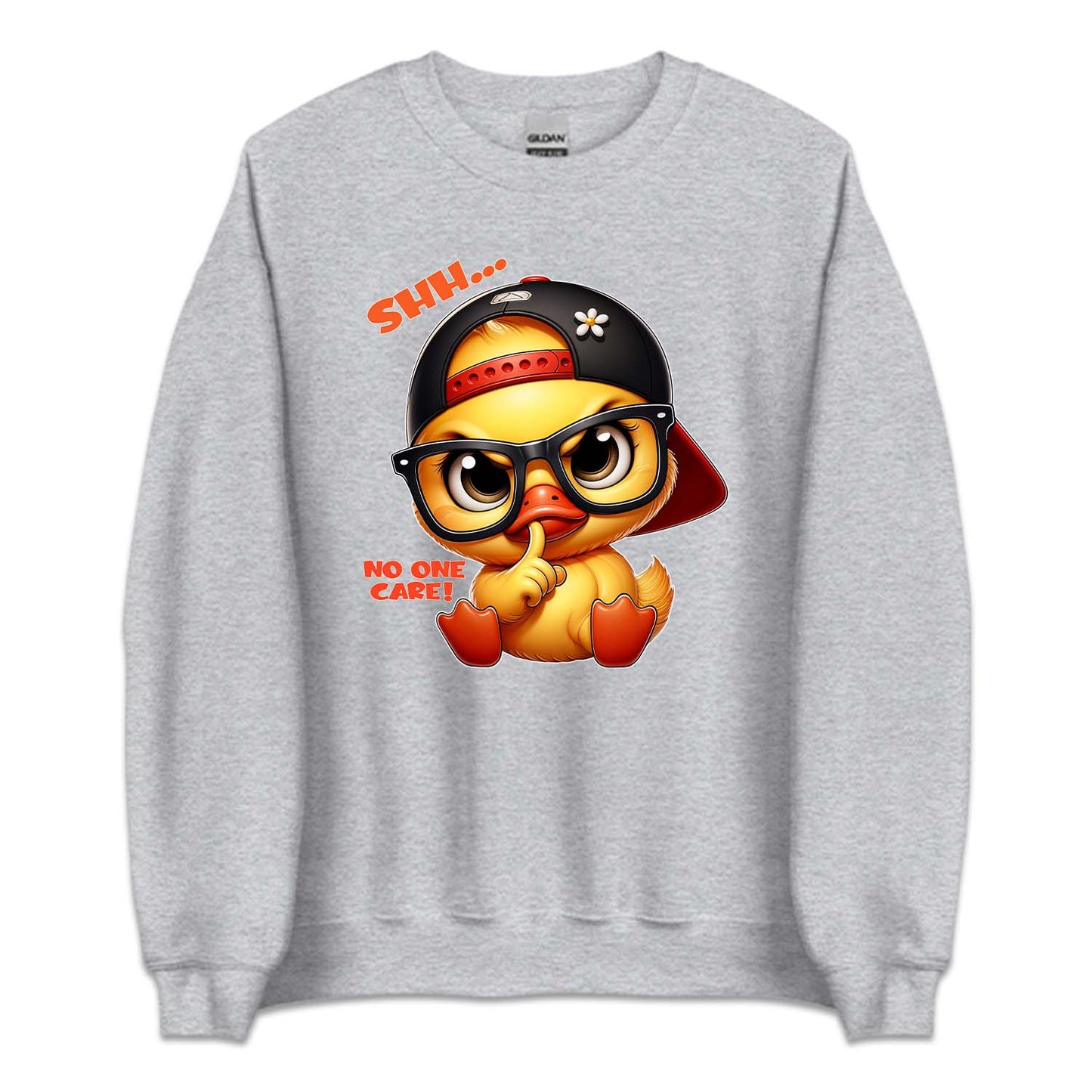 Cartoon Duckling Shh No One Cares Funny Duck Quote | PRODUCT CODE: CRTNDCKLNG