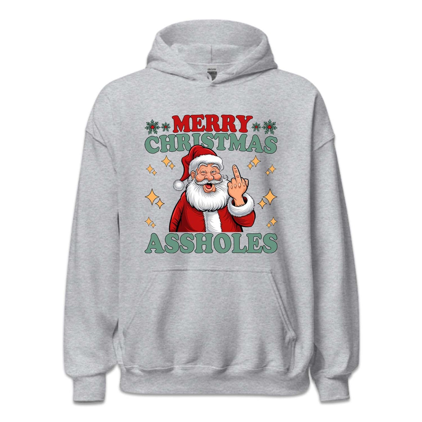 Merry Christmas Assholes Santa Claus Middle Finger Humorous Xmas | PRODUCT CODE: MRYCHTASHL
